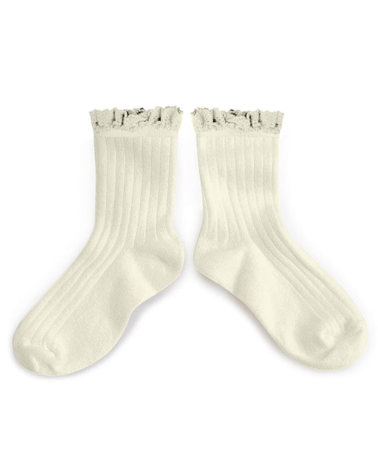 lace ankle socks, milk