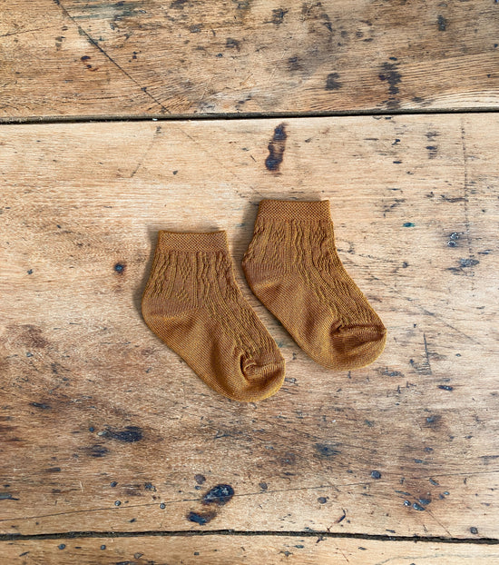 Load image into Gallery viewer, pointelle ankle socks, mustard
